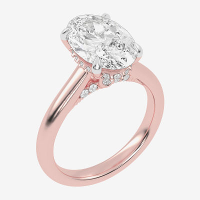 (G-H / Vs2-Si1) Womens 5 1/3 Ct. T.W. Lab Grown White Diamond 14K Rose Gold Oval Solitaire Engagement Ring