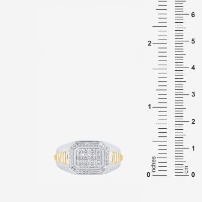 Mens 3/4 CT. T.W. Natural Diamond Sterling Silver Cluster Fashion Ring