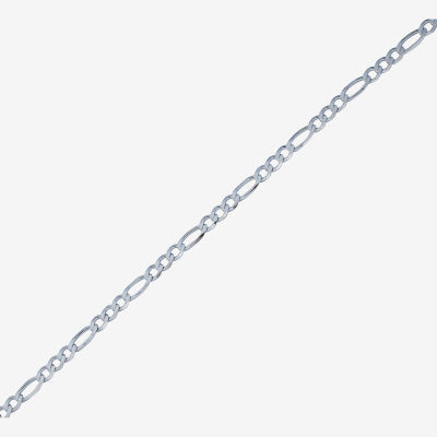 Made in Italy Sterling Silver Inch Solid Figaro Chain Necklace