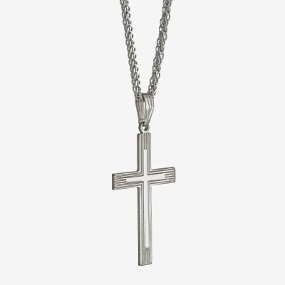 Made in Italy Mens Sterling Silver Cross Pendant Necklace