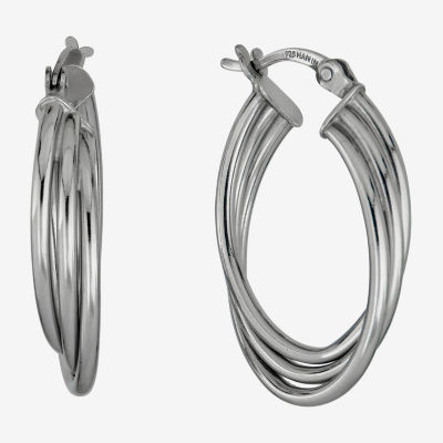Womens Sterling Silver 26mm Hoop Earrings
