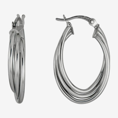 Womens Sterling Silver 26mm Hoop Earrings