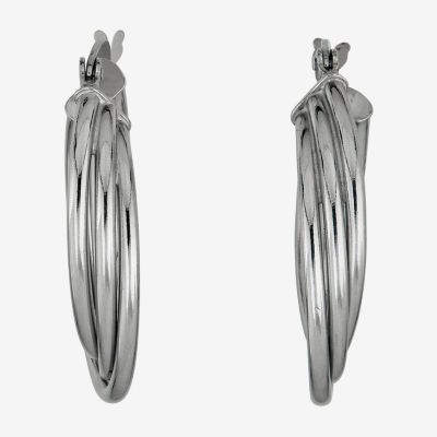 Womens Sterling Silver 26mm Hoop Earrings
