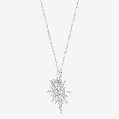Diamonart Womens White Cubic Zirconia Sterling Silver Star 18 Inch Pendant Necklace