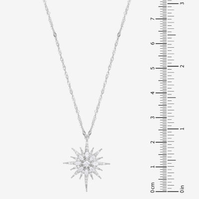 Diamonart Womens White Cubic Zirconia Sterling Silver Star Pendant Necklace