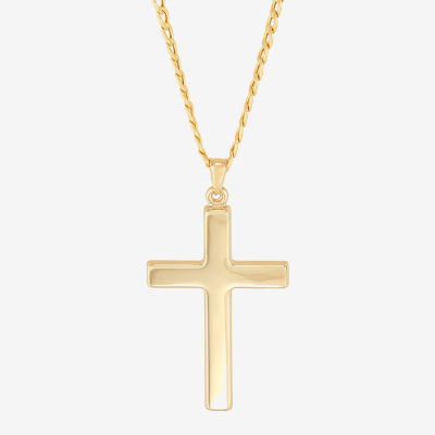 Unisex Adult 10K Gold Cross Pendant Necklace