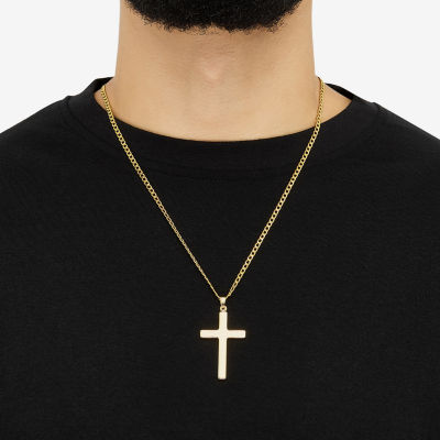 Unisex Adult 10K Gold Cross Pendant Necklace