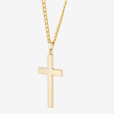 Unisex Adult 10K Gold Cross Pendant Necklace