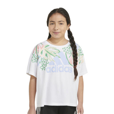 adidas Big Girls Crew Neck Short Sleeve Graphic T-Shirt