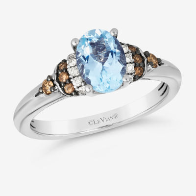 Le Vian® Ring featuring Sea Blue Aquamarine® Chocolate Diamonds® Nude Diamonds™ set in 14K Vanilla Gold