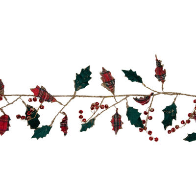 Northlight Plaid Holly With Jingle Bells Indoor Christmas Garland