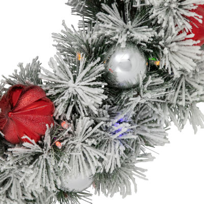 Northlight Snowy Bristle Pine Pre-Lit Wreath