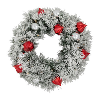 Northlight Snowy Bristle Pine Pre-Lit Wreath