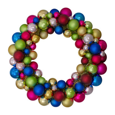 Northlight Multi-Color 2-Finish Ball Indoor Christmas Wreath