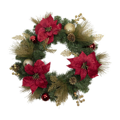 Northlight Poinsettias And Ball Indoor Christmas Wreath