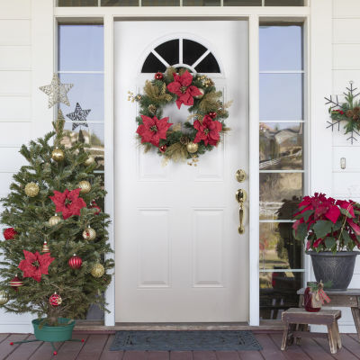 Northlight Poinsettias And Ball Indoor Christmas Wreath