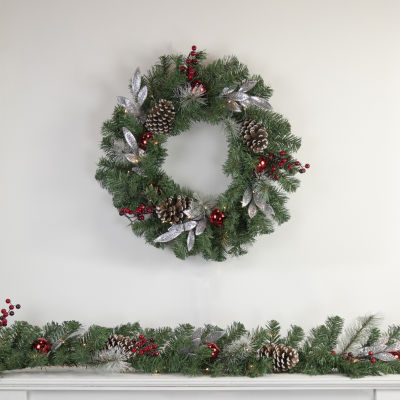 Northlight Frosted Indoor Pre-Lit Christmas Wreath