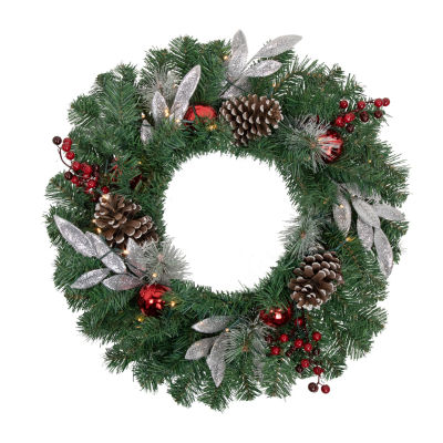 Northlight Frosted Indoor Pre-Lit Christmas Wreath