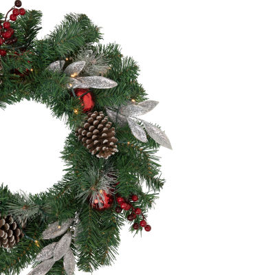 Northlight Frosted Indoor Pre-Lit Christmas Wreath