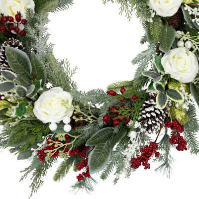 Northlight 30in Floral Unlit Indoor Christmas Wreath