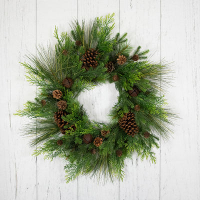 Northlight Pinecone And Jingle Bells Indoor Christmas Wreath