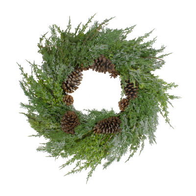 Northlight Frosted Cedar And Pine Cone Indoor Christmas Wreath