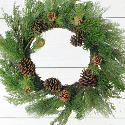 Northlight 24in Pine Cones And Needles Indoor Christmas Wreath