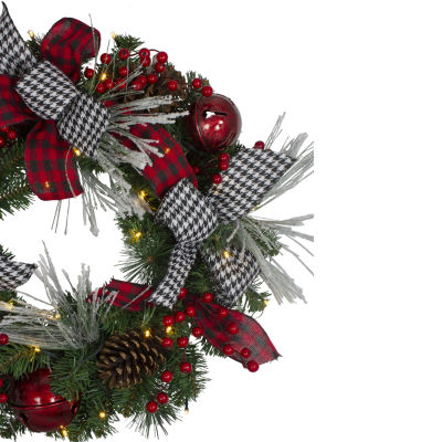 Northlight Houndstooth Indoor Pre-Lit Christmas Wreath