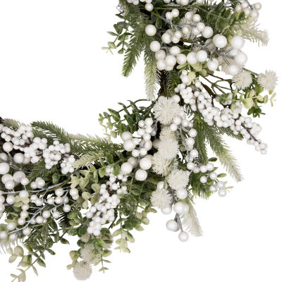 Northlight Glittered Berries And Eucalyptus Indoor Christmas Wreath