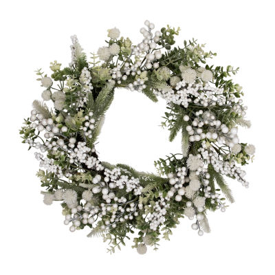 Northlight Glittered Berries And Eucalyptus Indoor Christmas Wreath