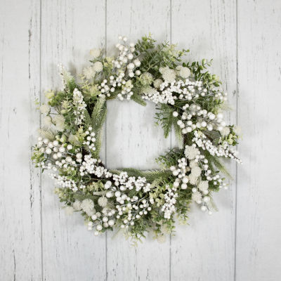 Northlight Glittered Berries And Eucalyptus Indoor Christmas Wreath