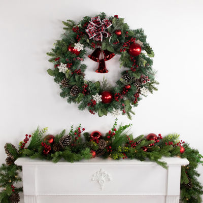 Northlight Bells And Mixed Foliage Indoor Christmas Wreath