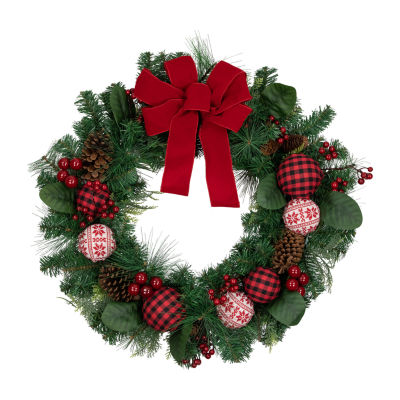 Northlight Bow And Mixed Foliage Indoor Christmas Wreath