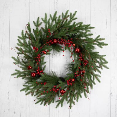 Northlight Red Berry And Pine Unlit Indoor Christmas Wreath