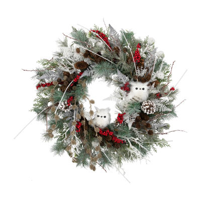 Northlight 34in Owls And Berries Unlit Indoor Christmas Wreath