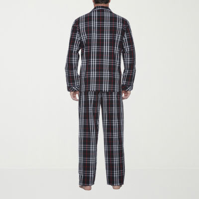 Residence Mens Poplin Long Sleeve 2-pc. Pant Pajama Set