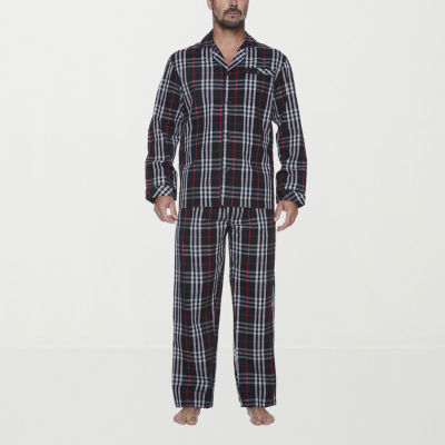 Residence Mens Poplin Long Sleeve 2-pc. Pant Pajama Set