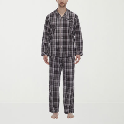 Residence Mens Poplin Long Sleeve 2-pc. Pant Pajama Set