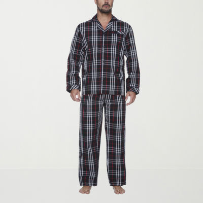 Residence Mens Big Poplin Long Sleeve 2-pc. Pant Pajama Set