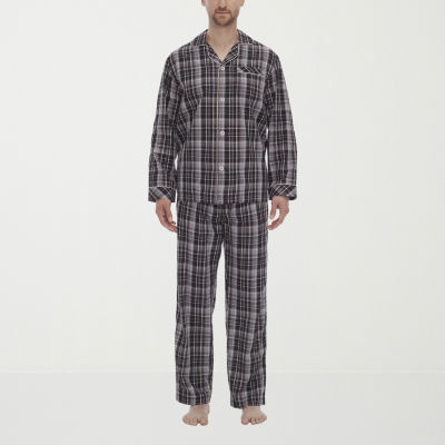 Residence Mens Tall Poplin Long Sleeve 2-pc. Pant Pajama Set