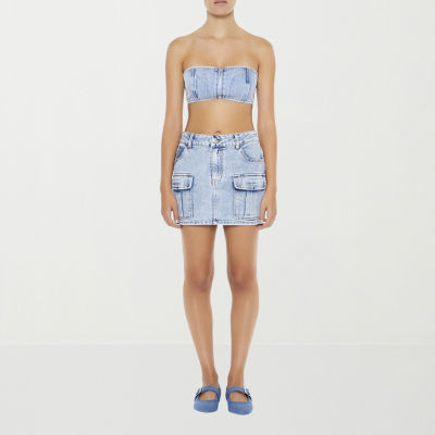 Forever 21 Cargo Pocket Womens Mid Rise Denim Skirt-Juniors