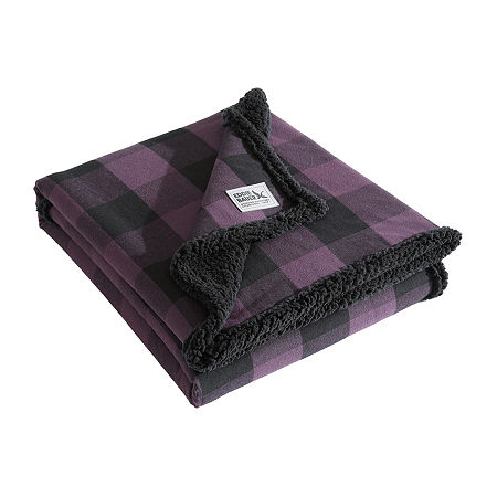 Eddie Bauer Cabin Plaid Cotton Flannel Lightweight Throw, One Size, Purple