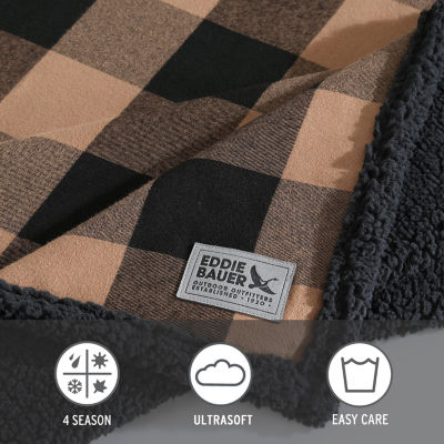 Eddie Bauer Cabin Plaid Cotton Flannel Lightweight Throw