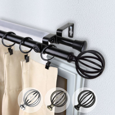 Rod Desyne Double 13/16" Adjustable Curtain Rod with Cage Finials