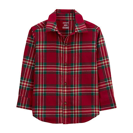 Carter's Toddler Boys Long Sleeve Button-Down Shirt, 2t, Red