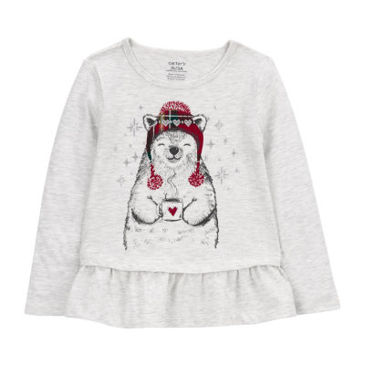 Carter's Toddler Girls Round Neck Long Sleeve Graphic T-Shirt