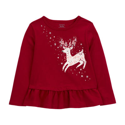 Carter's Toddler Girls Round Neck Long Sleeve Graphic T-Shirt