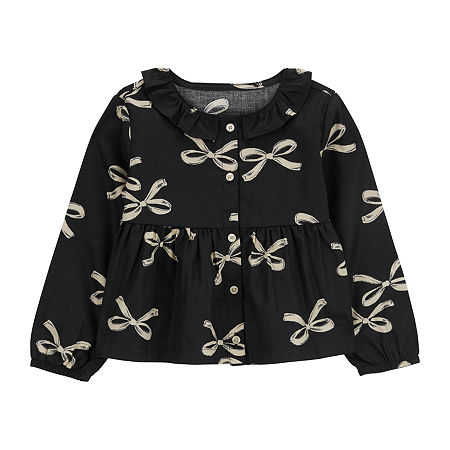 Carter's Toddler Girls Long Sleeve Button-Down Shirt, 2t, Black