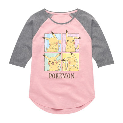 Big Girls Crew Neck 3/4 Sleeve Pokemon T-Shirt