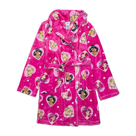 Disney Collection Little & Big Girls Knee Length Long Sleeve Princess Robe, 8, Pink